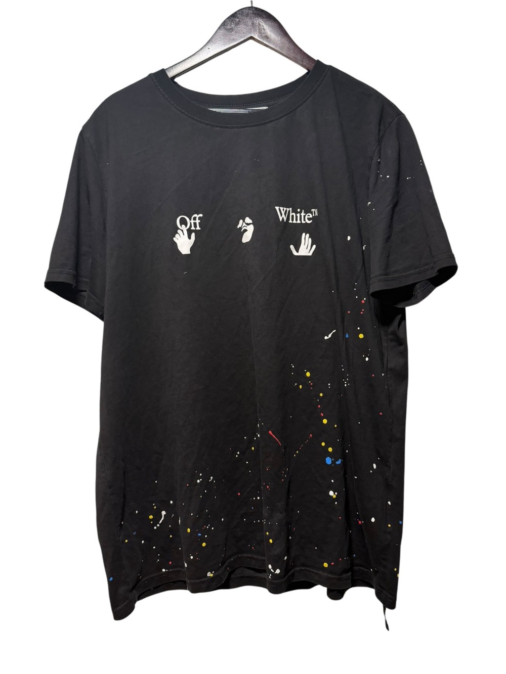 Off White Main Label Vintage Paint Splatter Virgil Abloh T-Shirt XL Double Sided